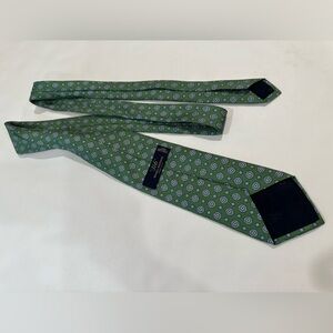 346 Brooks Brothers Pure Silk Tie 62” Green Geometric Mens Workwear Career